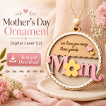 Mother's Day Ornament Laser Cut Files, SVG DXF PDF Bundle, Family Keepsake Download - Image 6