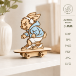 3D Skateboarding Animals Laser Cut Files | Animal Skateboard SVG Bundle | Kids Nursery Decor Glowforge CNC Digital Download - Image 5