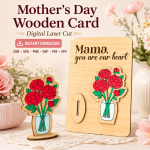 Mother's Day Gift for Mom | Wooden Greeting Card Laser Cut File | SVG DXF PDF EPS PNG CDR Download - Image 6
