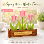 Spring Floral Decor Laser Cut File | Wooden Flower SVG | Farmhouse Decoration | Digital Download - Image 5