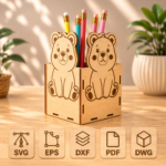 Cute Animal Pencil Holder SVG Bundle | Animal Desk Organizer Laser Cut Files | SVG DXF EPS AI PDF for Cricut & Glowforge - Image 5