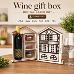 Wooden Wine Gift Box Template | Wine Bottle Holder SVG | Laser Cut File for Glowforge - Image 6