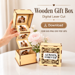 Photo Memory Box Laser Cut File | Wooden Love Gift Box SVG | Glowforge CNC Template - Image 6
