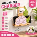 Wall Mounted Phone Charger Holder, Laser Cut Design, Mobile Phone Dock Station, Cable Holder Organizer Gift - Image 5