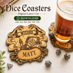 Dice Coaster SVG Bundle | Dungeons and Dragons Coasters Laser Cut File | Digital Download - Image 6