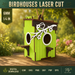 Birdhouses Laser Cut SVG Bundle | Wooden Bird House Template | DIY Garden Birdhouse CNC Files | Glowforge Ready 3mm Plywood Digital Download - Image 5