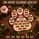 Dog Advent Calendar Laser Cut SVG, Christmas Dog Treat Countdown Calendar DXF, Pet Advent Box CNC Digital File - Image 5