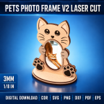 Pets Photo Frame Laser Cut SVG | Dog Cat Picture Frame CNC Files | Pet Memorial Photo Holder | Wooden Animal Frame Digital Download - Image 5