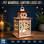 Pet Memorial Lantern Laser Cut File | Dog Cat Remembrance Candle Holder SVG | Personalized Pet Loss Sympathy Gift | Wooden Memorial Lantern CNC DXF PDF EPS - Image 5