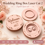 Wedding Ring Box 2 Laser Cut File | Ring Bearer Box SVG | Digital Download - Image 6