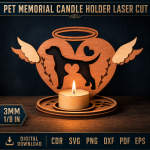 Pet Memorial Candle Holder Laser Cut File | Dog Cat Remembrance Lantern SVG | Personalized Pet Loss Gift | Wooden Sympathy Candle Holder CNC Template - Image 4