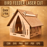 Bird Feeder Laser Cut File, Wooden Bird Feeder SVG, Garden Birdhouse CNC Template, Outdoor Bird Feeding Station DXF, DIY Plywood Feeder Plan - Image 5