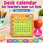 Teacher Calendar 2026 SVG | Desk Calendar Laser Cut File | Digital Download - Image 6