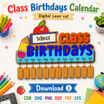 Class Birthday Calendar Laser Cut File | Classroom Birthday Board SVG | Digital Download - Image 6