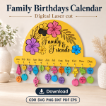 Family Birthdays Calendar Laser Cut File | Birthday Reminder Board SVG | Digital Download - Image 6