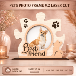 Pets Photo Frame v.2 Laser Cut SVG | Dog Cat Picture Frame CNC Files | Pet Memorial Photo Holder Template | Wooden Pet Lover Gift DXF EPS PDF - Image 5