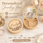 Jewelry Box with Mirror Laser Cut Bundle, Wooden Vanity Organizer SVG, 3D Makeup Storage Box DXF, CNC Laser Cut Files - Image 6