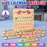 Kids Calendar Laser Cut File | Montessori Calendar SVG | Digital Download - Image 3