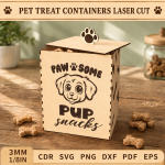 Pet Treat Containers Laser Cut Files | Dog & Cat Treat Jar SVG DXF PDF EPS | Wooden Pet Food Storage Box Template | Pet Snack Holder CNC Files - Image 5