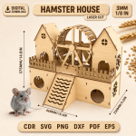 Hamster House Laser Cut SVG | DIY Wooden Pet Hideout | Small Animal Cage Decor DXF - Image 5