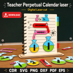 Teacher Calendar SVG | Perpetual Classroom Calendar Laser Cut File | Digital Download - Image 5
