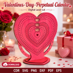 Valentine Calendar SVG 2 | Perpetual Calendar Laser Cut Design | Digital Download - Image 6