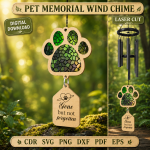 Pet Memorial Wind Chime SVG | Dog Cat Remembrance Laser Cut File | Rainbow Bridge Sympathy Gift Digital Download - Image 5