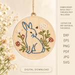 Easter Embroidery Blanks Bundle Laser Cut Files | Easter Ornament SVG DXF | Bunny Egg Embroidery Blanks | DIY Easter Decor Glowforge CNC Files - Image 5