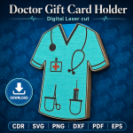 Doctor Gift Card Holder SVG | Laser Cut Medical Gift Card Holder | Doctor Appreciation Gift | CDR SVG PNG DXF PDF EPS - Image 6