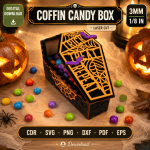Halloween Coffin Favor Box SVG | Laser Cut Candy Holder DXF PDF | Gothic Treat Box Template | Spooky Gift Packaging - Image 6