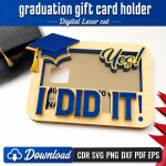 Graduation Money Holder SVG | Laser Cut Graduation Gift Card Holder | Digital Download - Image 6