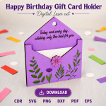 Birthday Gift Card Holder SVG | Happy Birthday Laser Cut File | Digital Download - Image 6