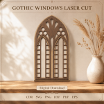 Gothic Windows Laser Cut SVG Bundle | 10 Cathedral Window Designs | Gothic Arch Wall Decor Files | Church Window CNC Pattern | CDR DXF PDF EPS PNG - Image 5