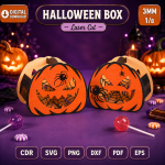 Halloween Candy Box Laser Cut Files | Spooky Party Favor Box SVG DXF EPS PDF | Pumpkin Ghost Bat Treat Box Template | Digital Download - Image 5