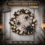Halloween Front Door Wreath SVG Bundle | Pumpkin Ghost Bat Door Hanger Laser Cut Files | Fall Porch Decor Digital Download - Image 5