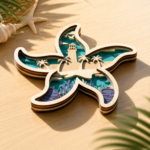 Tropical Beach Lantern SVG Bundle, Layered Wood Laser Cut Files, Summer Vacation Decor, Pineapple Flip Flop Starfish SVG for Glowforge - Image 6