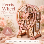 Ferris Wheel Picture Frame SVG Bundle, Laser Cut Photo Holder Template, DIY Family Keepsake - Image 5