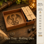 Dice Tray SVG, Rolling Dice Tray Laser Cut File, DND Dice Holder, Tabletop Game Dice Box, CNC Digital Download, DXF PDF EPS PNG - Image 5