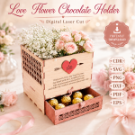 Flowers & Chocolate Gift Box Laser Cut Files, SVG DXF PDF Bundle, Gift Packaging Template - Image 5