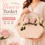 Flower Basket SVG Bundle, Laser Cut Gift Basket Template, DIY Home Decor and Gift Packaging - Image 6