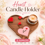 Heart Candle Holder Laser Cut Files, SVG DXF PDF Bundle, Romantic Gift Template, Instant Download - Image 5