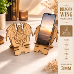 Dragon Phone Holder Laser Cut SVG, Fantasy Dragon Desk Stand, Wooden Phone Stand CNC File, Digital Download - Image 3