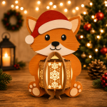 Christmas Animal Lantern Bundle SVG, 6 Cute Animal Lantern Laser Cut Files, Owl Panda Lion Fox Giraffe Buffalo, Glowforge LightBurn DXF EPS AI PNG - Image 6