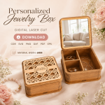 Jewelry Box Laser Cut Files, SVG DXF PDF Bundle, Wooden Mirror Organizer, Instant Download - Image 6