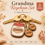 Mom and Dad Keychain SVG Bundle, Personalized Family Keychain Template, DIY Gift Download - Image 6