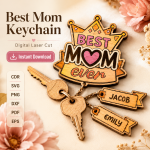 Laser Cut Mom Dad Keychains SVG, Family Keychain Bundle, Glowforge Cricut Instant Download - Image 6
