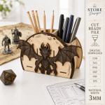 Dragon Desk Organizer Laser Cut File, Fantasy Desk Storage SVG, Wooden Pencil Holder DXF PDF EPS PNG, Digital Download - Image 15