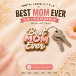 Mother's Day Keychain SVG, Mom Gift Laser Cut Template, DIY Family Keepsake Download - Image 4