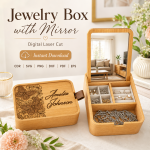 Monogram Jewelry Organizer Laser Cut Files, SVG DXF PDF Bundle, Wooden Mirror Box Template - Image 6