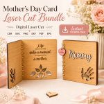 Mother's Day Card Laser Cut Files, SVG DXF PDF Bundle, Handmade Greeting Card Template - Image 6